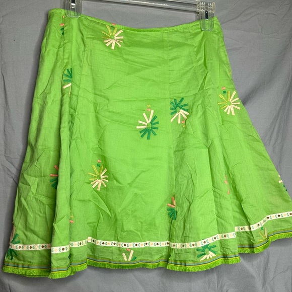 Vintage Cynthia Cynthia Steffe Green Floral Embroidered Skirt Size 10 - Picture 2 of 3